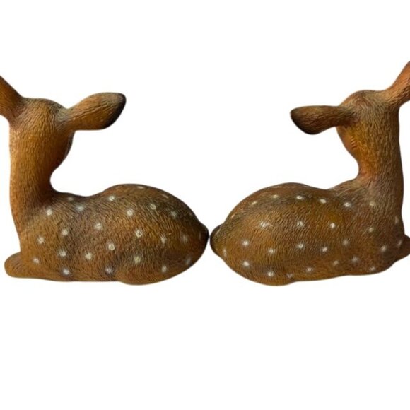 Pair Of Vintage Hand-Painted Fawn Deer Figurines - Picture 5 of 8